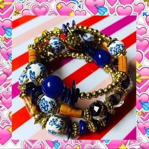 Blue and Gold Boho Chic Bracelet 💎